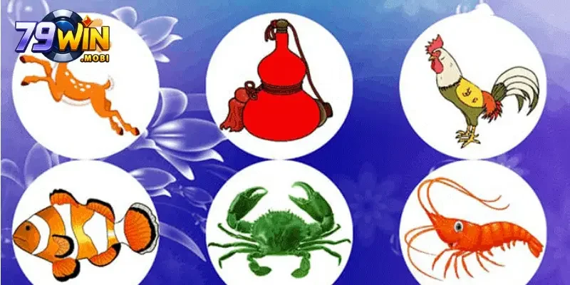Bầu cua tôm cá là dự đoán hình ảnh linh vật trên các viên xúc xắc